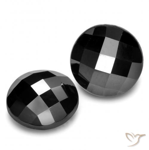 Gemas de Espinela Negro natural de 13.01 ct, Redondo, Opaco