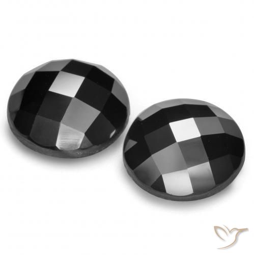Gemas de Espinela Negro natural de 13.01 ct, Redondo, Opaco