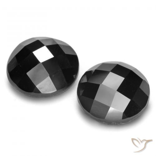 Gemas de Espinela Negro natural de 12.29 ct, Redondo, Opaco