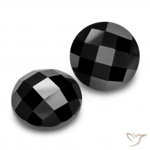 Gemas de Espinela Negro natural de 13.13 ct, Redondo, Opaco