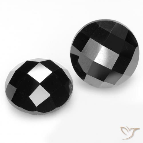 Gemas de Espinela Negro natural de 14.65 ct, Redondo, Opaco