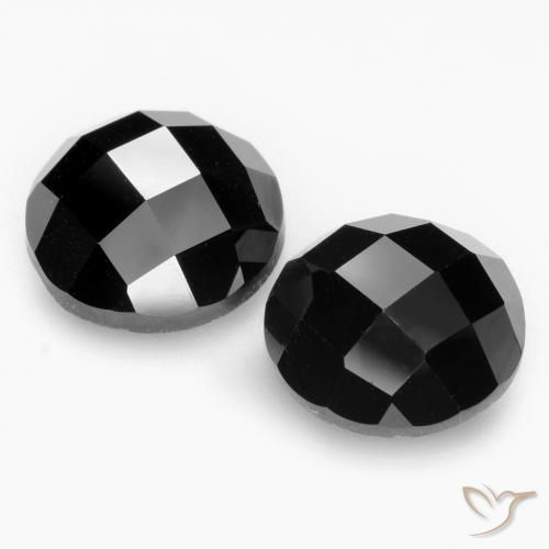 Gemas de Espinela Negro natural de 14.65 ct, Redondo, Opaco