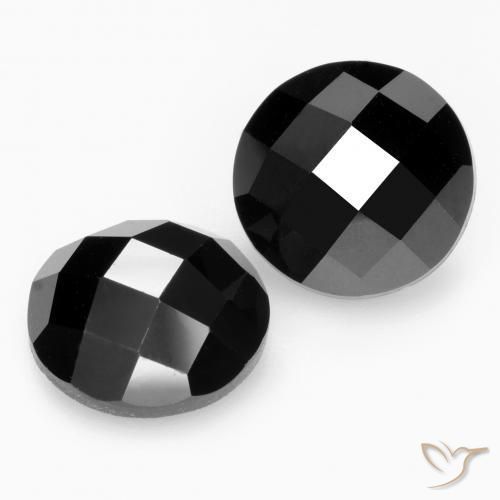 Gemas de Espinela Negro natural de 13.38 ct, Redondo, Opaco