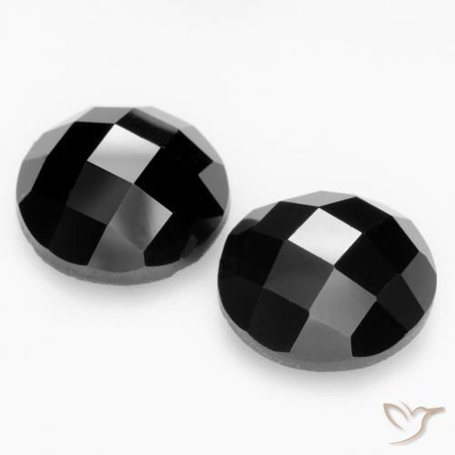 Gemas de Espinela Negro natural de 13.38 ct, Redondo, Opaco