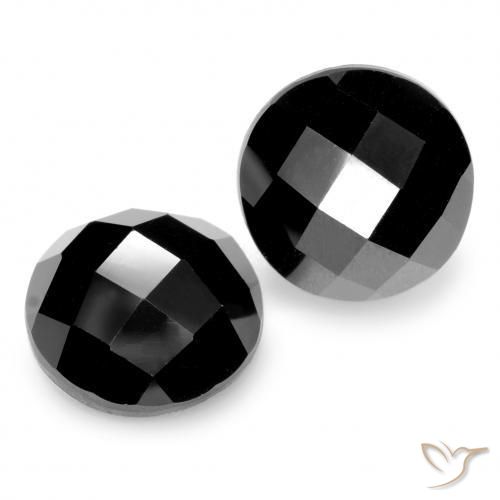 Gemas de Espinela Negro natural de 14.77 ct, Redondo, Opaco