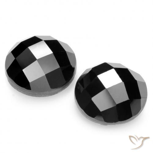 Gemas de Espinela Negro natural de 14.77 ct, Redondo, Opaco