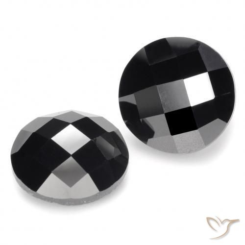 Gemas de Espinela Negro natural de 11.50 ct, Redondo, Opaco
