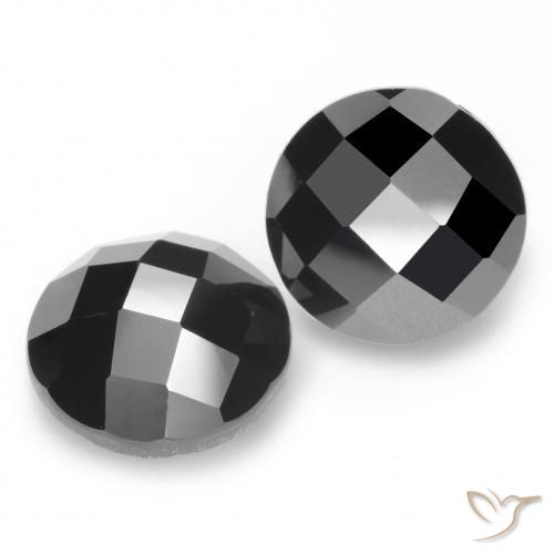 Gemas de Espinela Negro natural de 12.44 ct, Redondo, Opaco