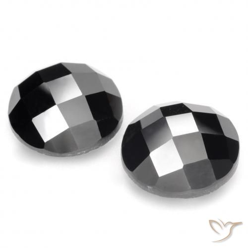Gemas de Espinela Negro natural de 12.44 ct, Redondo, Opaco