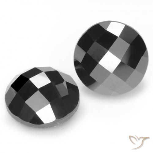 Gemas de Espinela Negro natural de 14.10 ct, Redondo, Opaco