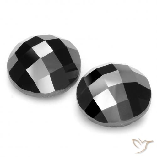 Gemas de Espinela Negro natural de 14.10 ct, Redondo, Opaco