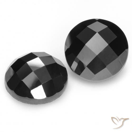 Gemas de Espinela Negro natural de 14.33 ct, Redondo, Opaco