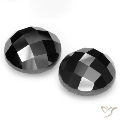 Gemas de Espinela Negro natural de 14.33 ct, Redondo, Opaco
