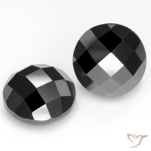 Gemas de Espinela Negro natural de 14.26 ct, Redondo, Opaco