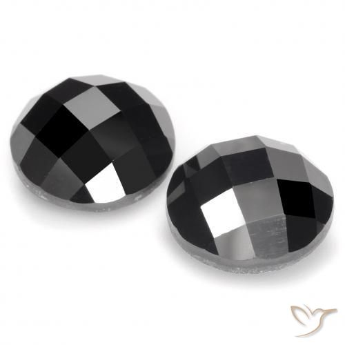 Gemas de Espinela Negro natural de 14.26 ct, Redondo, Opaco