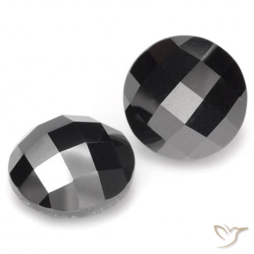Gemas de Espinela Negro natural de 14.62 ct, Redondo, Opaco