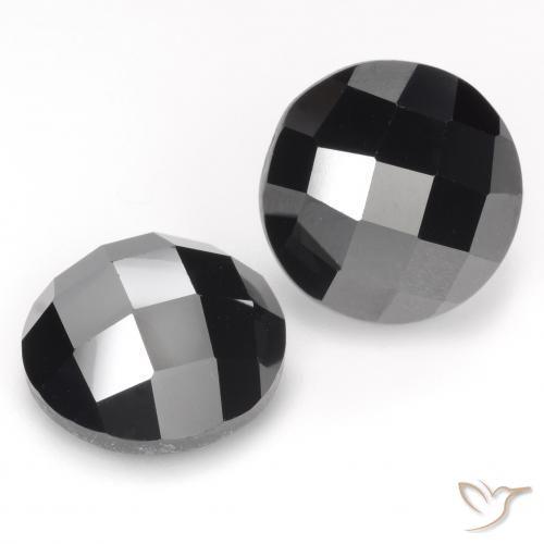 Gemas de Espinela Negro natural de 14.62 ct, Redondo, Opaco