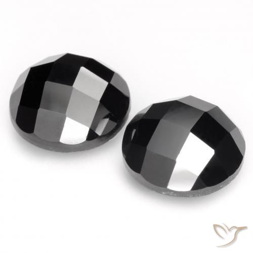 Gemas de Espinela Negro natural de 14.62 ct, Redondo, Opaco