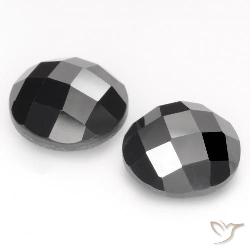 Gemas de Espinela Negro natural de 13.21 ct, Redondo, Opaco