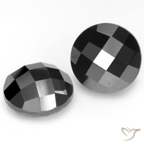 Gemas de Espinela Negro natural de 12.96 ct, Redondo, Opaco