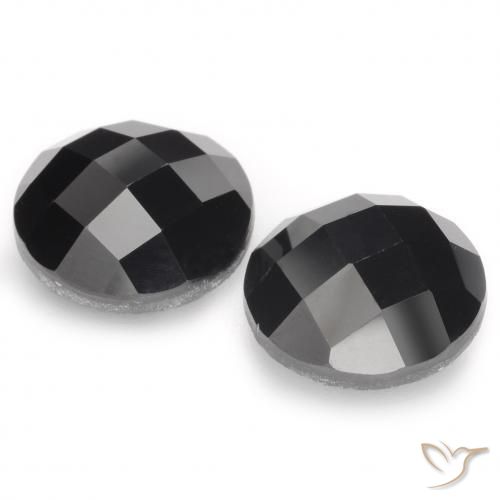 Gemas de Espinela Negro natural de 12.96 ct, Redondo, Opaco