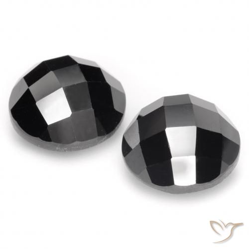 Gemas de Espinela Negro natural de 14.60 ct, Redondo, Opaco