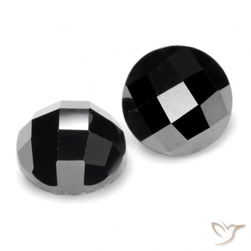 Gemas de Espinela Negro natural de 7.18 ct, Redondo, Opaco