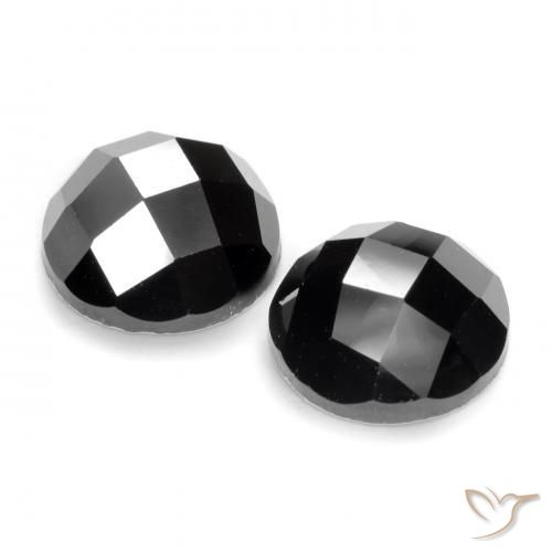 Gemas de Espinela Negro natural de 7.18 ct, Redondo, Opaco
