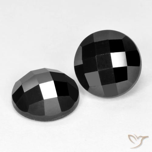 Gemas de Espinela Negro natural de 7.11 ct, Redondo, Opaco