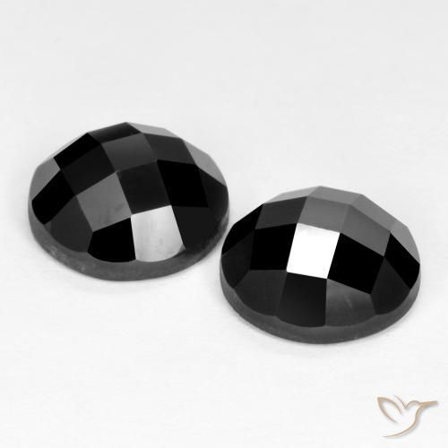 Gemas de Espinela Negro natural de 7.11 ct, Redondo, Opaco