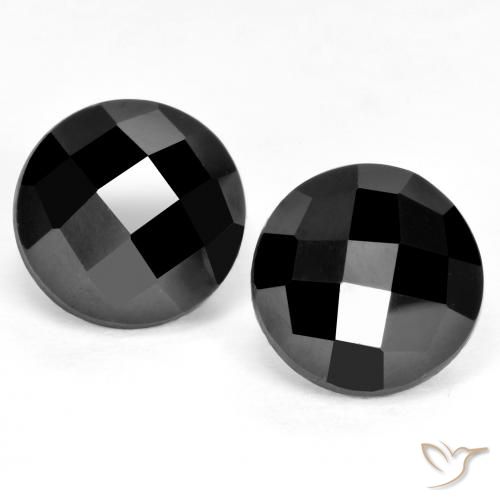 Gemas de Espinela Negro natural de 6.60 ct, Corte Redondo, Opaco