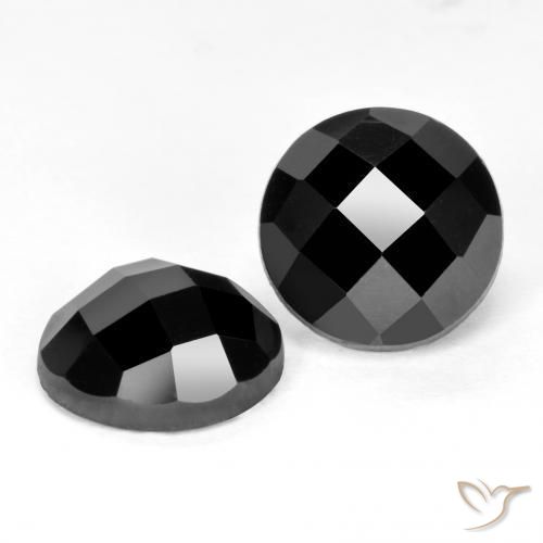 Gemas de Espinela Negro natural de 6.60 ct, Corte Redondo, Opaco