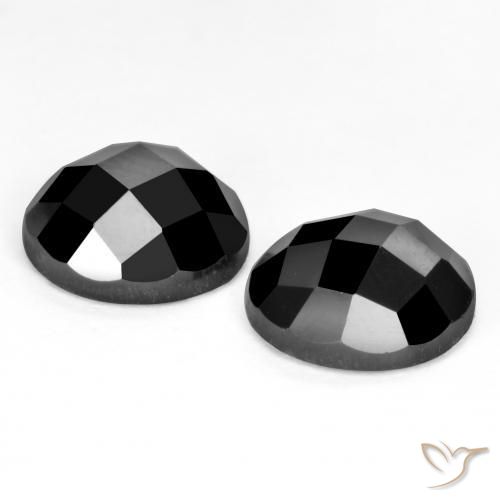 Gemas de Espinela Negro natural de 6.60 ct, Corte Redondo, Opaco