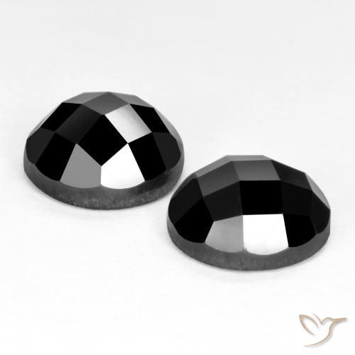 Gemas de Espinela Negro natural de 7.36 ct, Redondo, Opaco