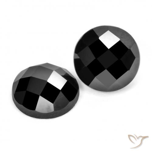 Gemas de Espinela Negro natural de 7.07 ct, Redondo, Opaco