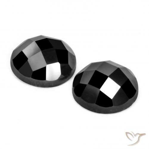 Gemas de Espinela Negro natural de 7.07 ct, Redondo, Opaco