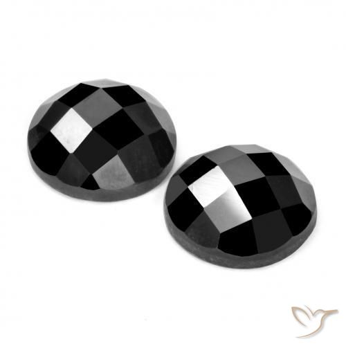 Gemas de Espinela Negro natural de 6.70 ct, Redondo, Opaco