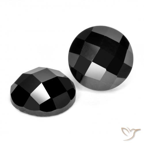 Gemas de Espinela Negro natural de 7.02 ct, Redondo, Opaco