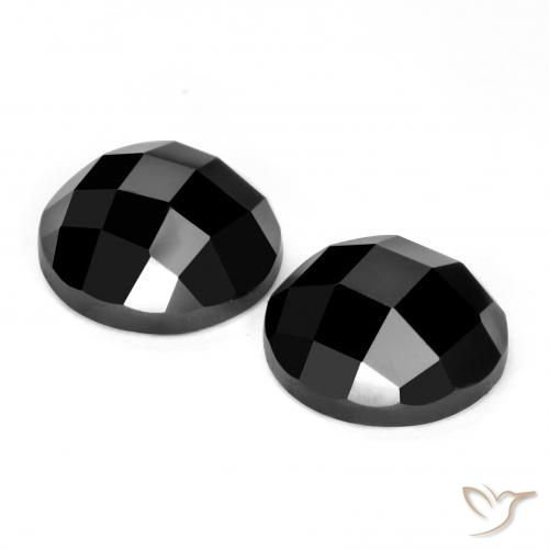 Gemas de Espinela Negro natural de 7.02 ct, Redondo, Opaco
