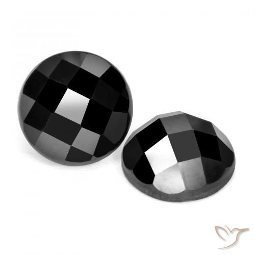 Gemas de Espinela Negro natural de 7.06 ct, Redondo, Opaco