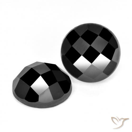 Gemas de Espinela Negro natural de 6.99 ct, Redondo, Opaco
