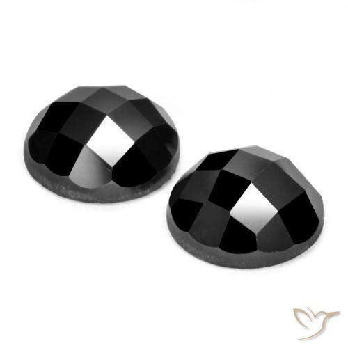 Gemas de Espinela Negro natural de 6.99 ct, Redondo, Opaco