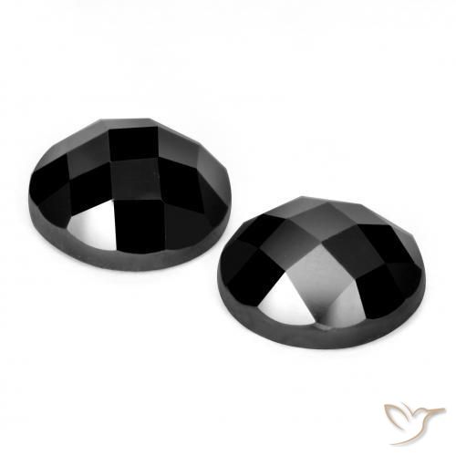 Gemas de Espinela Negro natural de 6.63 ct, Redondo, Opaco