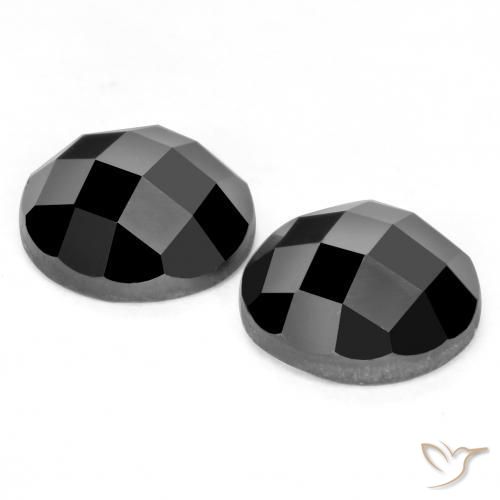 Gemas de Espinela Negro natural de 7.02 ct, Redondo, Opaco