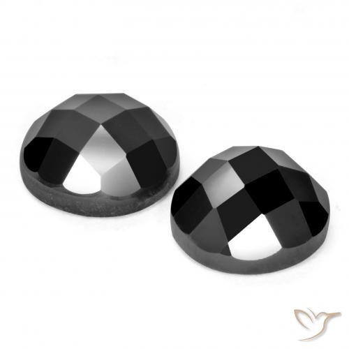 Gemas de Espinela Negro natural de 7.96 ct, Redondo, Opaco
