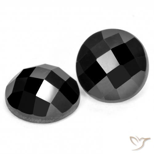 Gemas de Espinela Negro natural de 7.42 ct, Redondo, Opaco