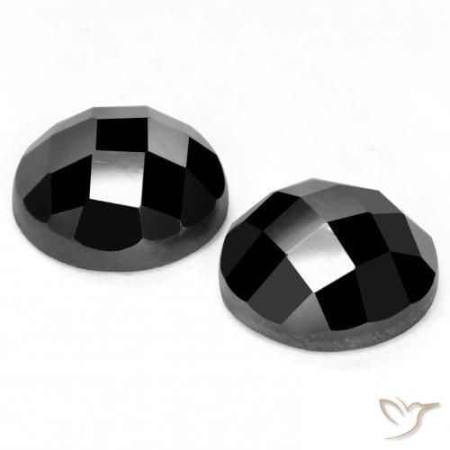 Gemas de Espinela Negro natural de 7.42 ct, Redondo, Opaco