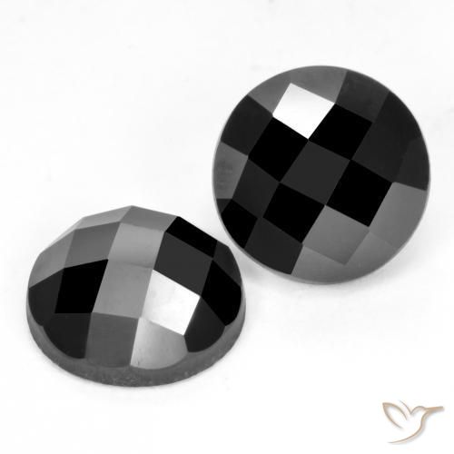 Gemas de Espinela Negro natural de 7.33 ct, Redondo, Opaco