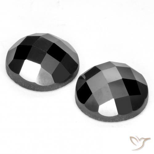 Gemas de Espinela Negro natural de 7.33 ct, Redondo, Opaco