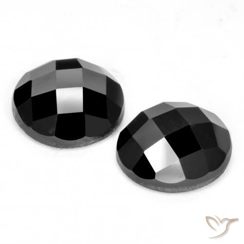 Gemas de Espinela Negro natural de 6.57 ct, Redondo, Opaco